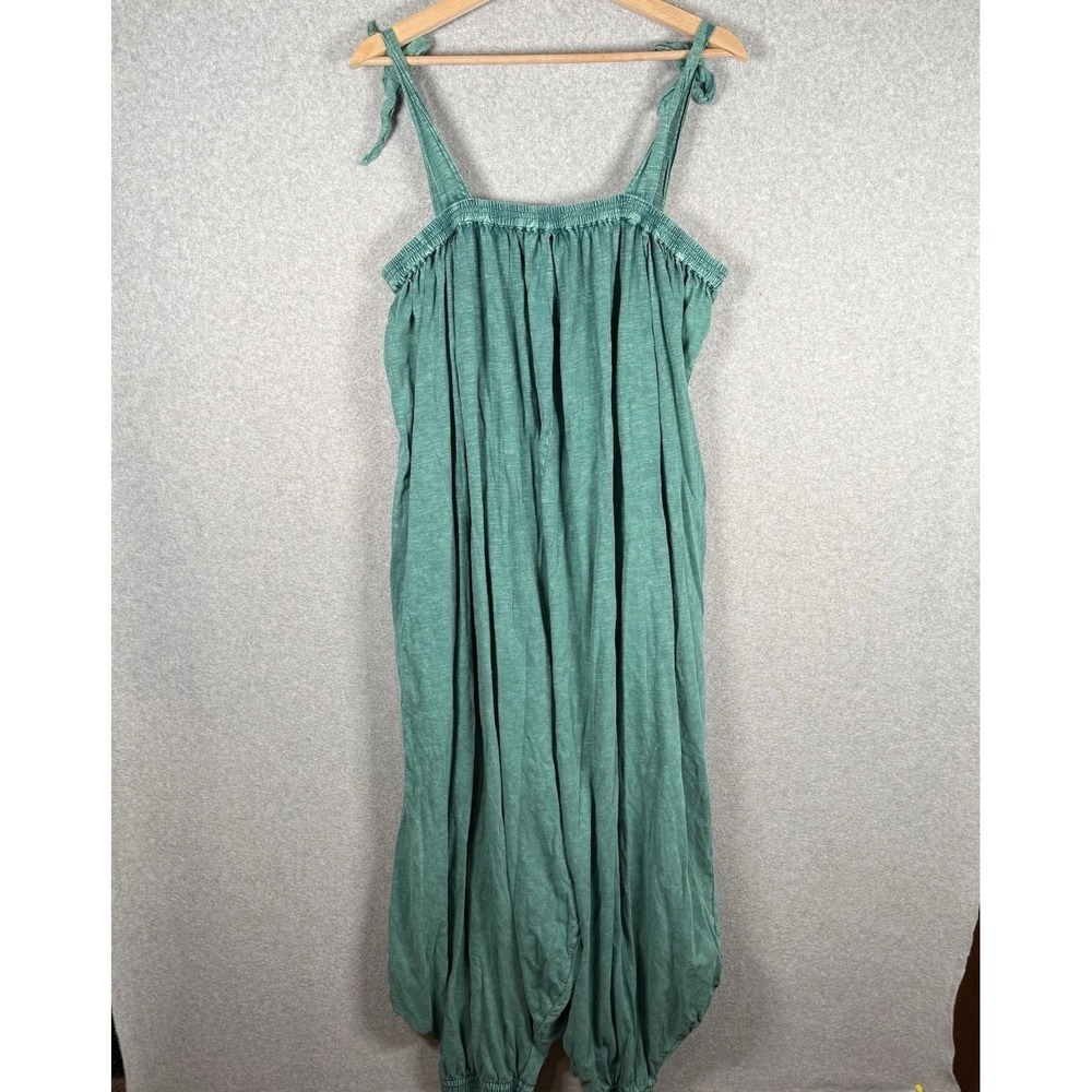 Free People Intimately Romper Womens XS Green Washed Casual Oversized Stretchy - Picture 4 of 9